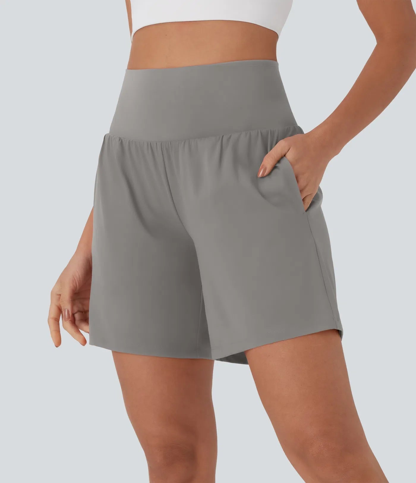 Airy Super High Waisted 2-in-1 Cool Touch Yoga Shorts 7 with Pockets
