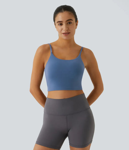 TheHolaras- Padded Workout Cropped Low Support Tank Top A-C Cups