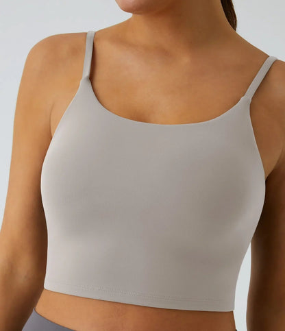 TheHolaras- Padded Workout Cropped Low Support Tank Top A-C Cups