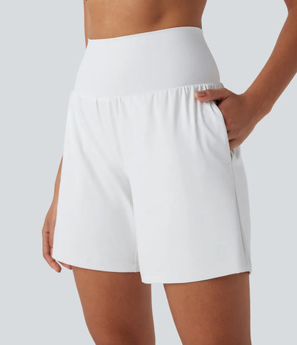 Airy Super High Waisted 2-in-1 Cool Touch Yoga Shorts 7 with Pockets