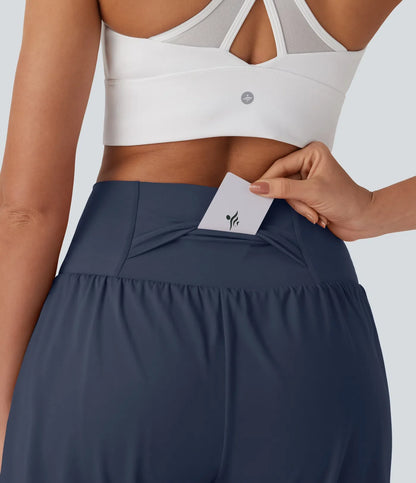 Airy Super High Waisted 2-in-1 Cool Touch Yoga Shorts 7 with Pockets