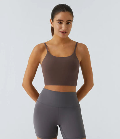 TheHolaras- Padded Workout Cropped Low Support Tank Top A-C Cups