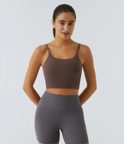 TheHolaras- Padded Workout Cropped Low Support Tank Top A-C Cups