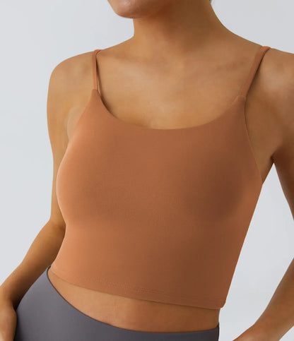 TheHolaras- Padded Workout Cropped Low Support Tank Top A-C Cups
