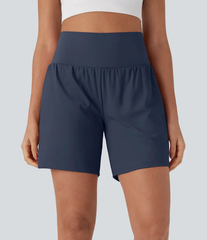 Airy Super High Waisted 2-in-1 Cool Touch Yoga Shorts 7 with Pockets