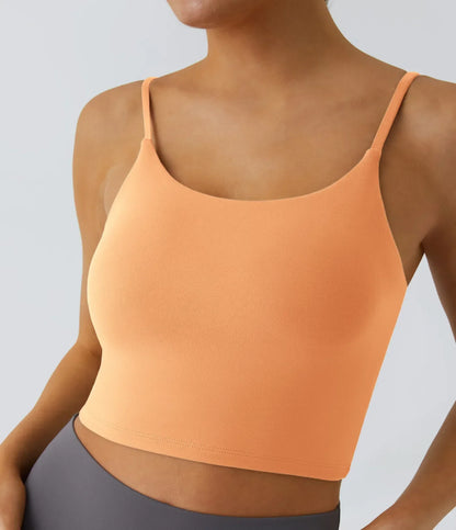TheHolaras- Padded Workout Cropped Low Support Tank Top A-C Cups