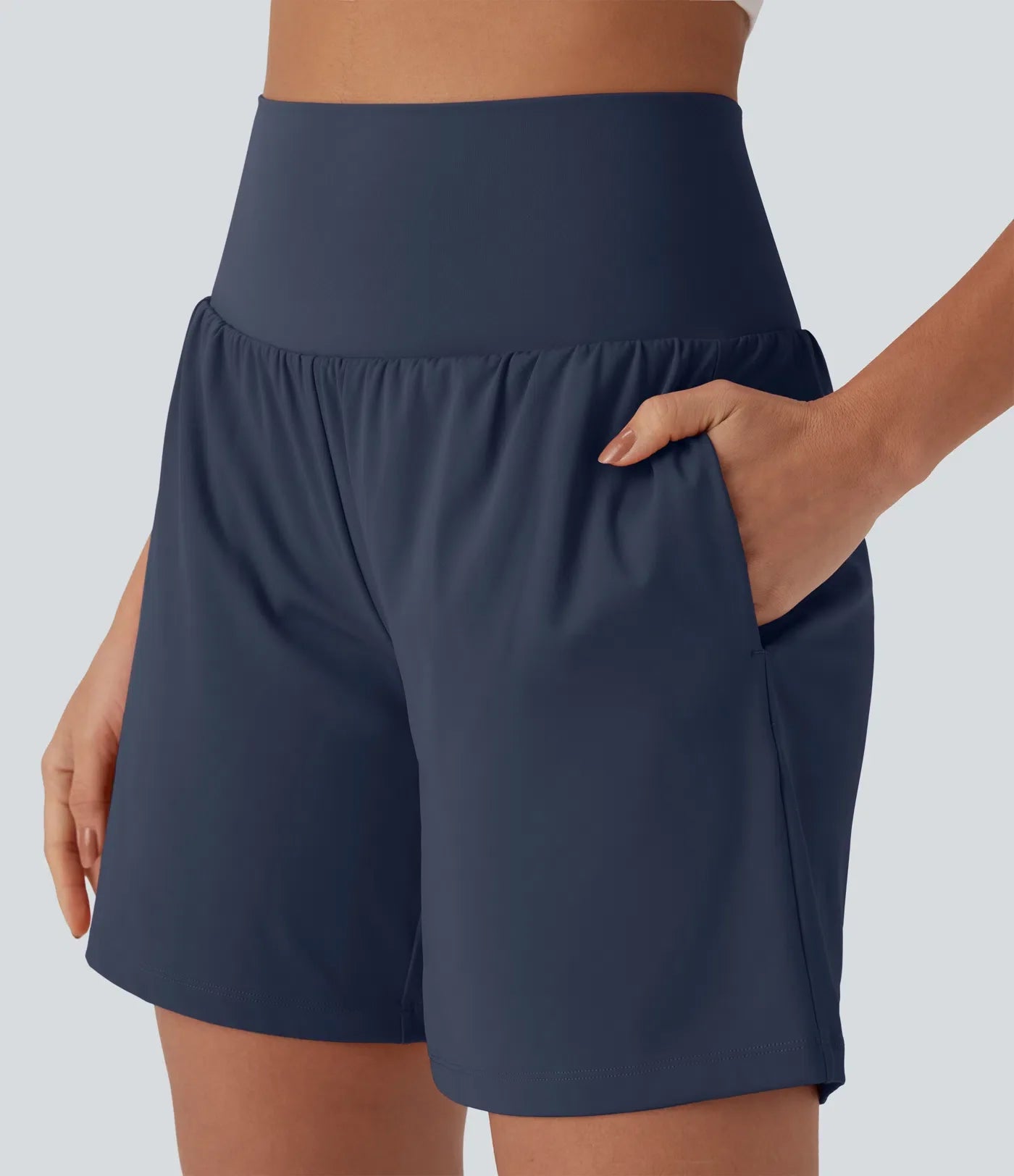 Airy Super High Waisted 2-in-1 Cool Touch Yoga Shorts 7 with Pockets