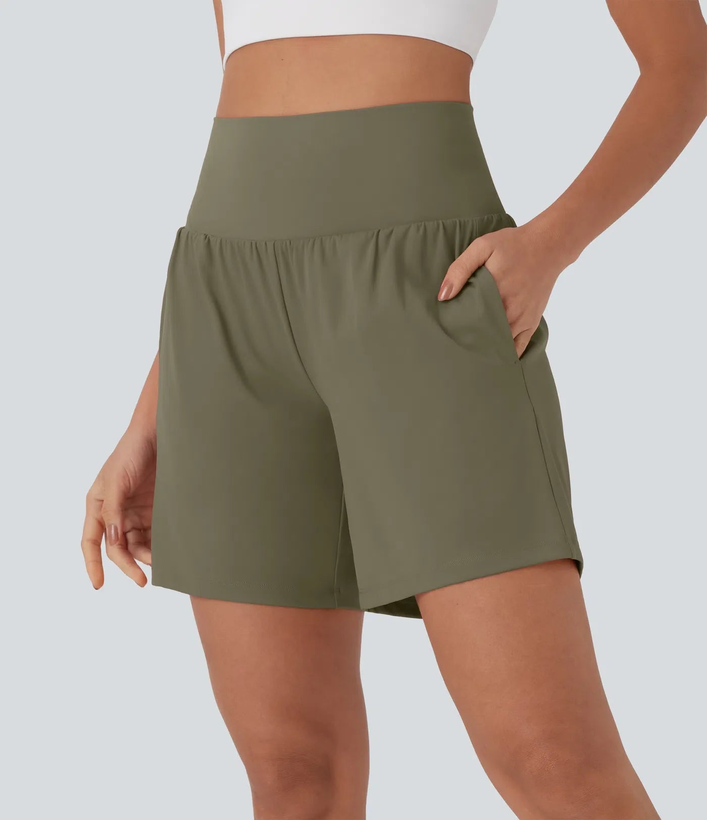 Airy Super High Waisted 2-in-1 Cool Touch Yoga Shorts 7 with Pockets