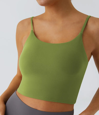 TheHolaras- Padded Workout Cropped Low Support Tank Top A-C Cups