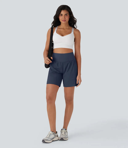 Airy Super High Waisted 2-in-1 Cool Touch Yoga Shorts 7 with Pockets