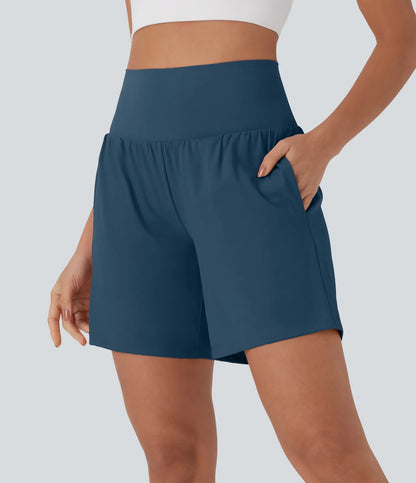 Airy Super High Waisted 2-in-1 Cool Touch Yoga Shorts 7 with Pockets