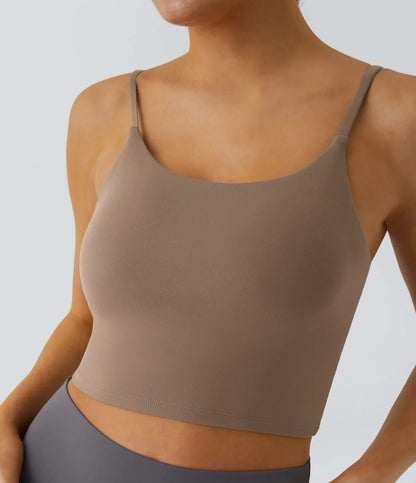 TheHolaras- Padded Workout Cropped Low Support Tank Top A-C Cups