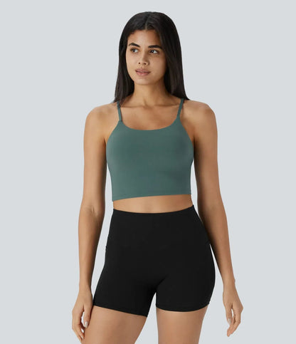 TheHolaras- Padded Workout Cropped Low Support Tank Top A-C Cups