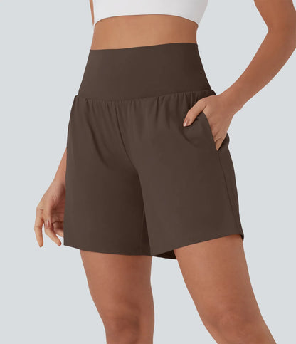 Airy Super High Waisted 2-in-1 Cool Touch Yoga Shorts 7 with Pockets