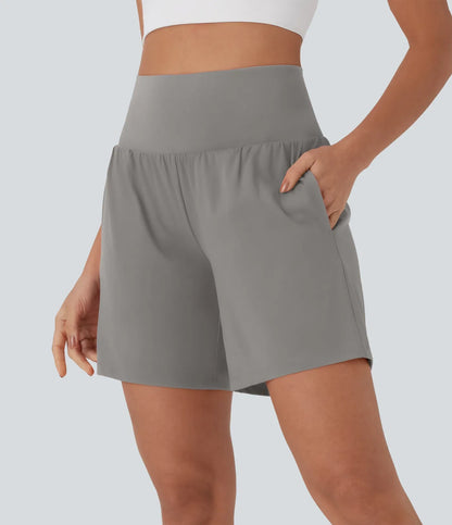 Airy Super High Waisted 2-in-1 Cool Touch Yoga Shorts 7 with Pockets