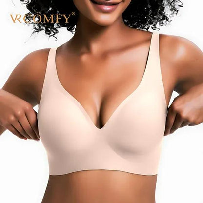 Vivid Bloom V-Neck Wireless Bra - Comfort & Lift for Women (VB)