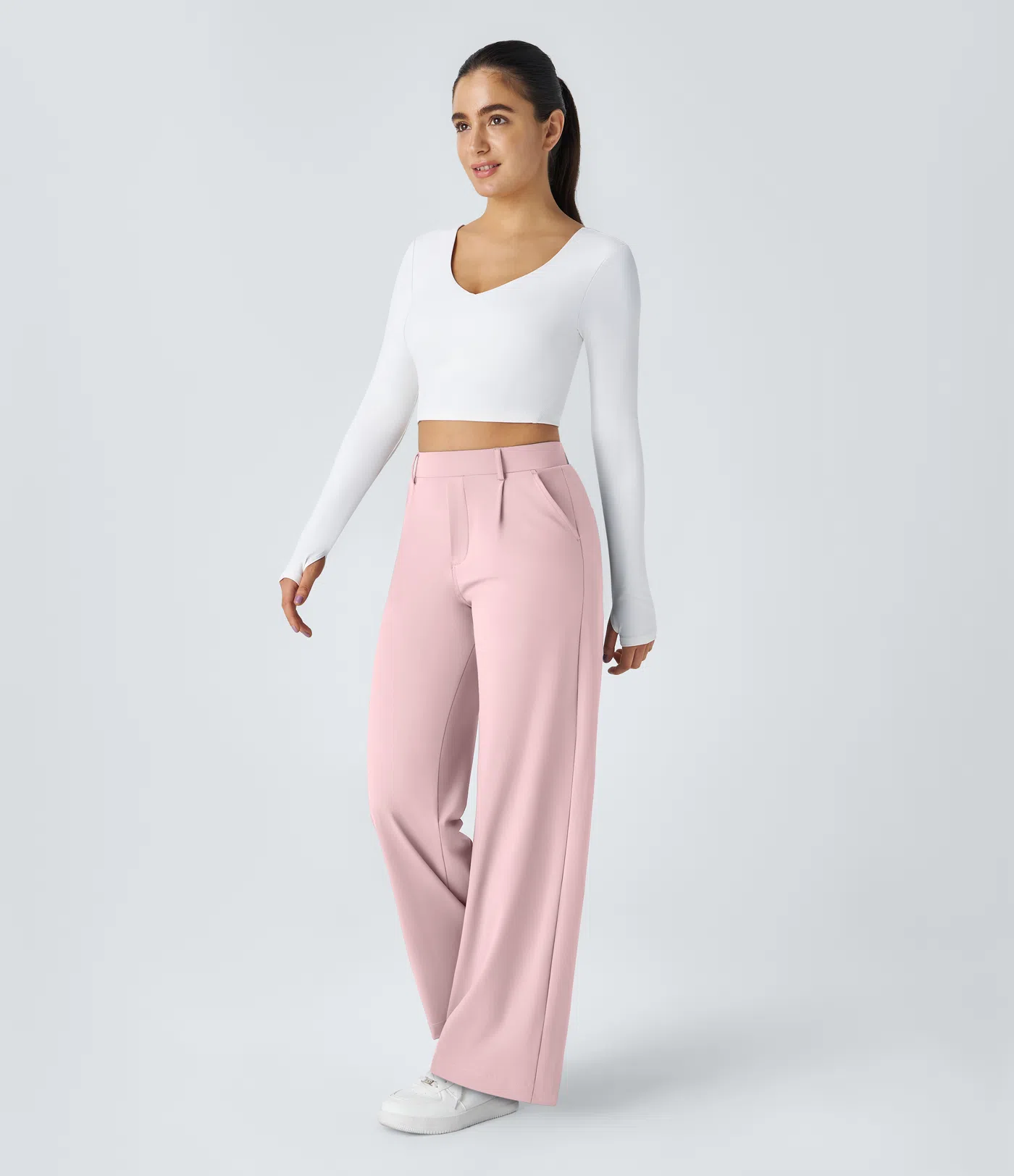 DayStretch High Waisted Pocket Straight Leg Work Pants