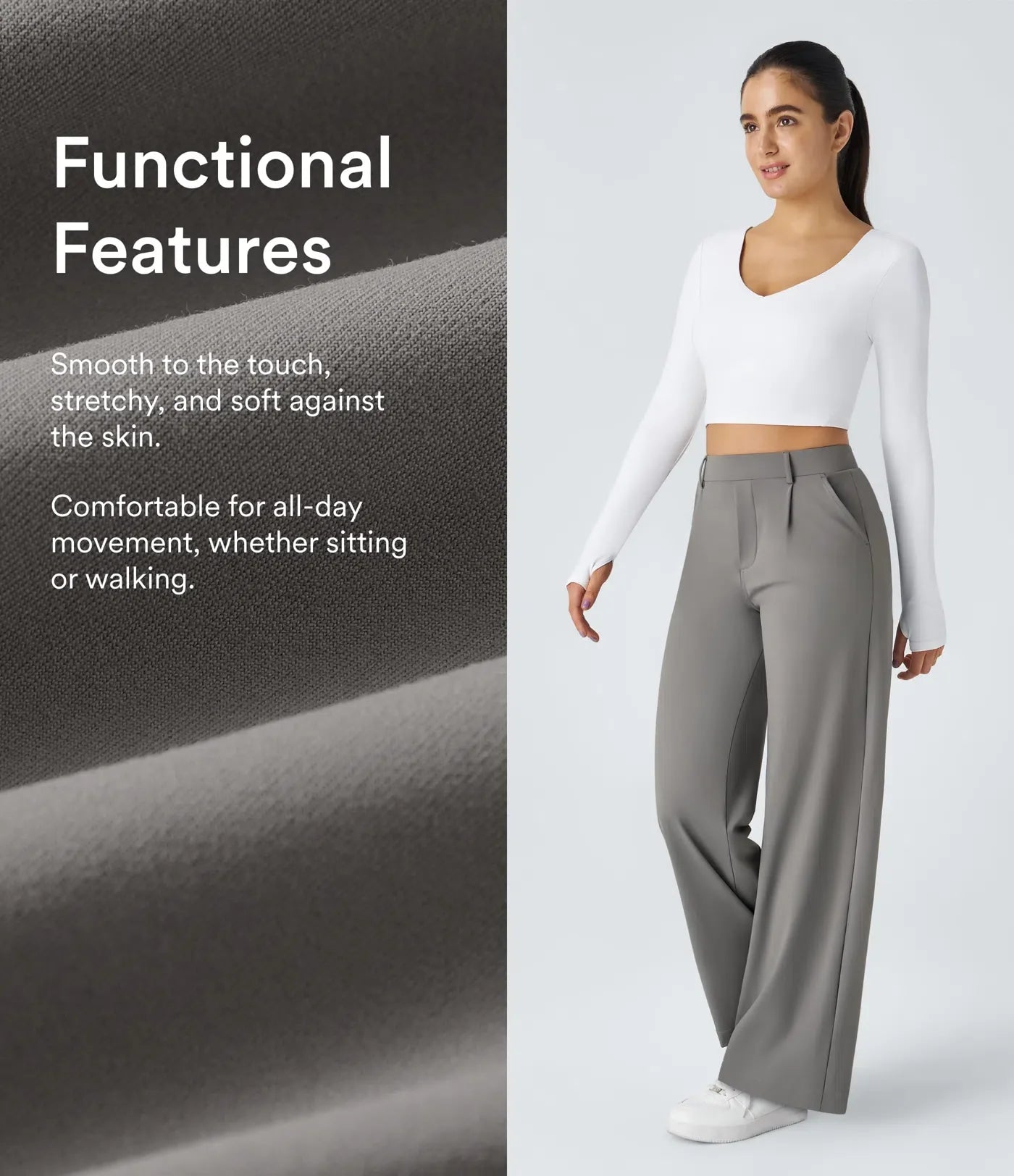 DayStretch High Waisted Pocket Straight Leg Work Pants