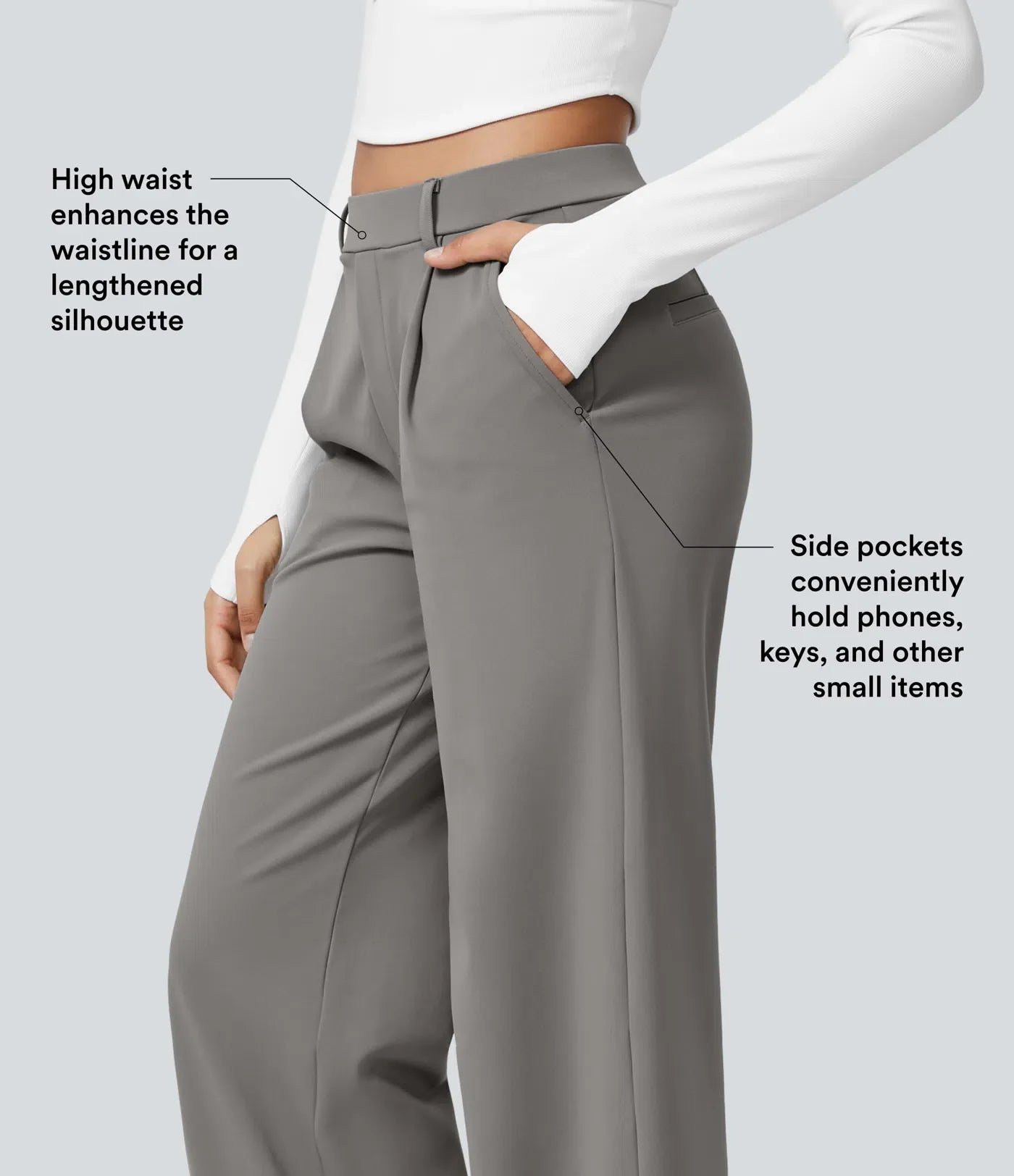 DayStretch High Waisted Pocket Straight Leg Work Pants