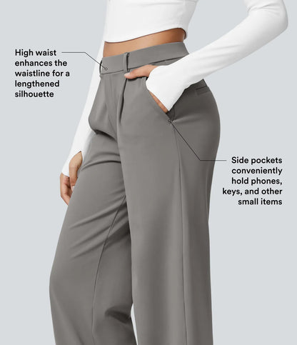 DayStretch High Waisted Pocket Straight Leg Work Pants