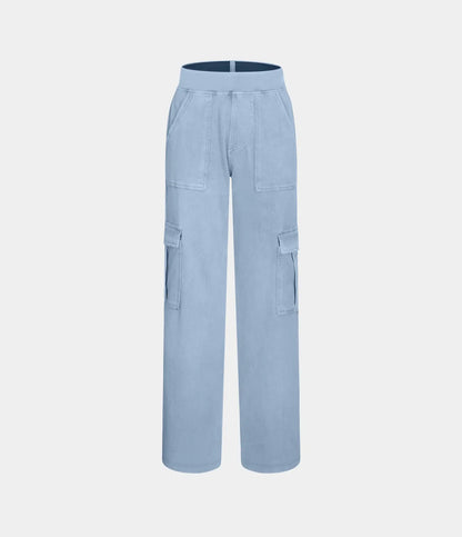 Mid Rise Pockets Straight Leg Casual Cargo Jeans