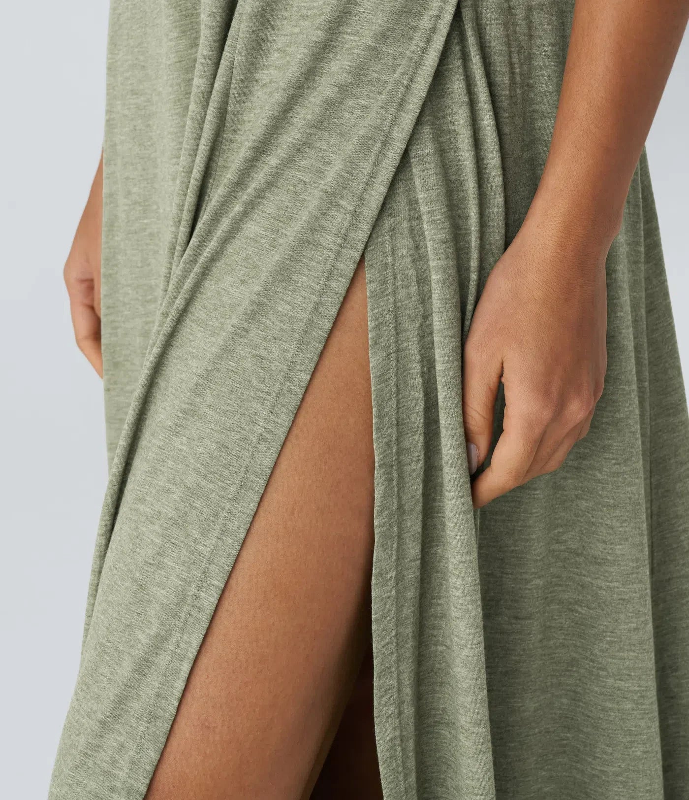 U Neck Backless Split Flowy Maxi Casual Tank Dress