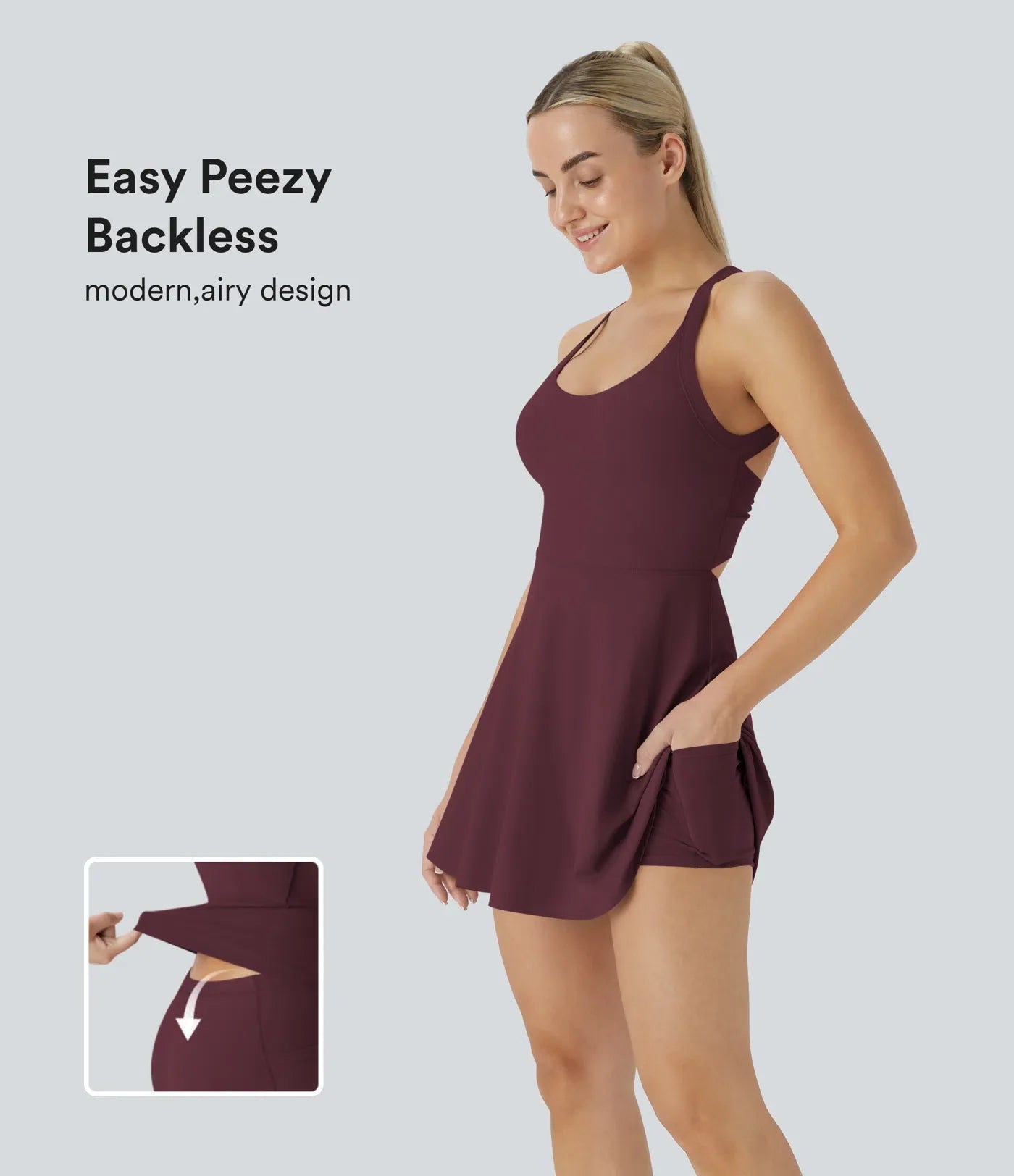 SoftlyZero™ Airy Backless Twist Dance Dress | Cool Touch Active Dress – Easy Peezy Edition