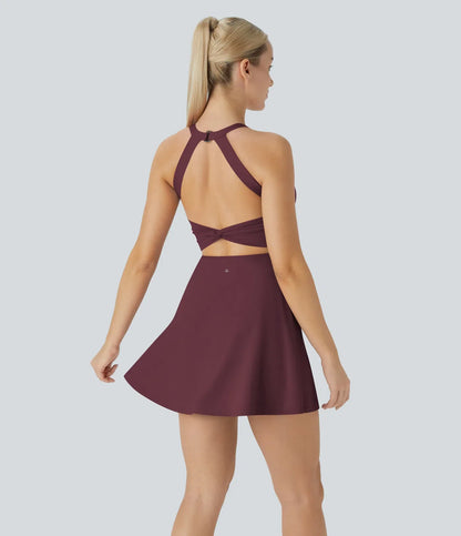 SoftlyZero™ Airy Backless Twist Dance Dress | Cool Touch Active Dress – Easy Peezy Edition