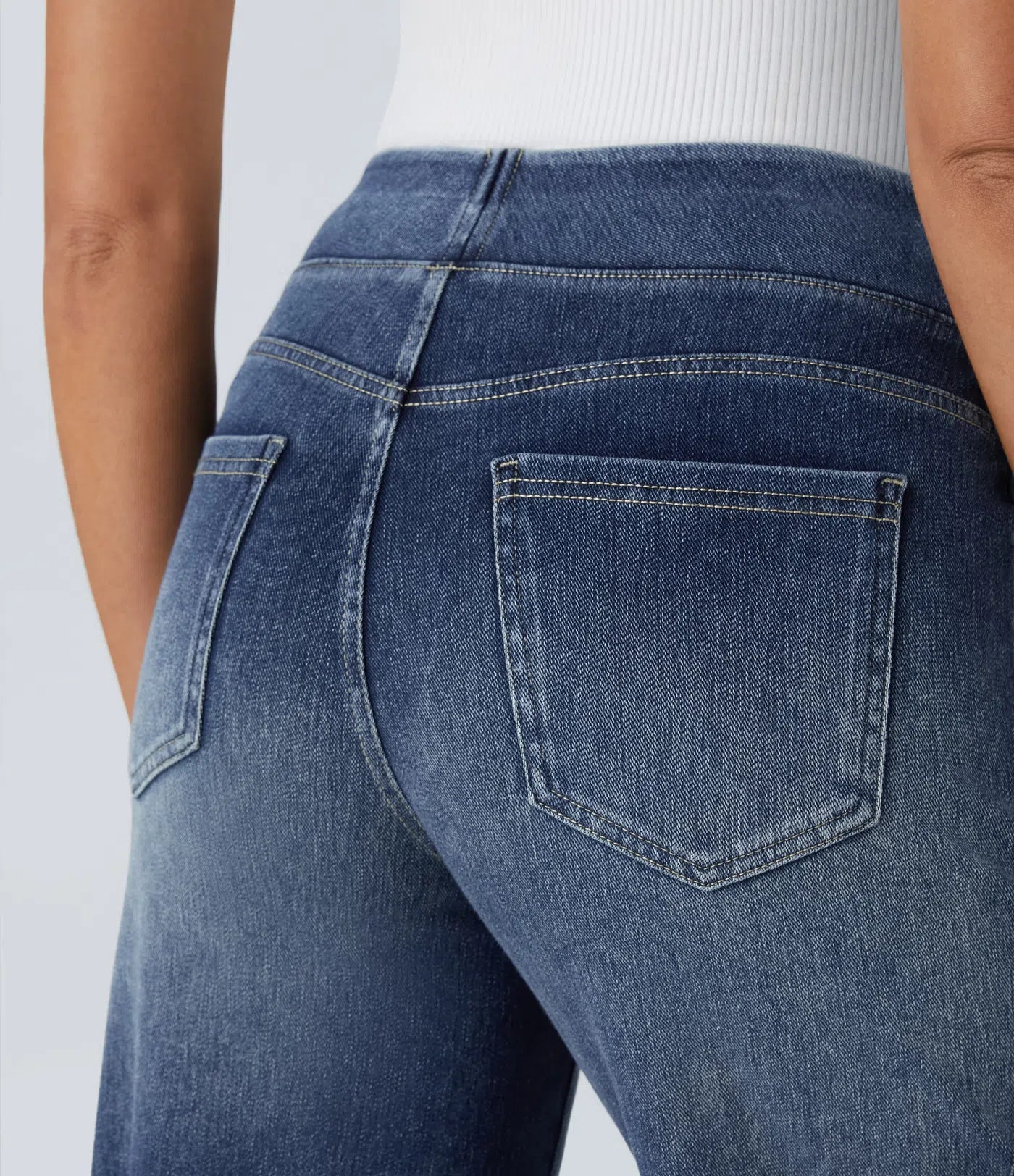 High Waisted Pockets Baggy Wide Leg Washed Casual Jeans